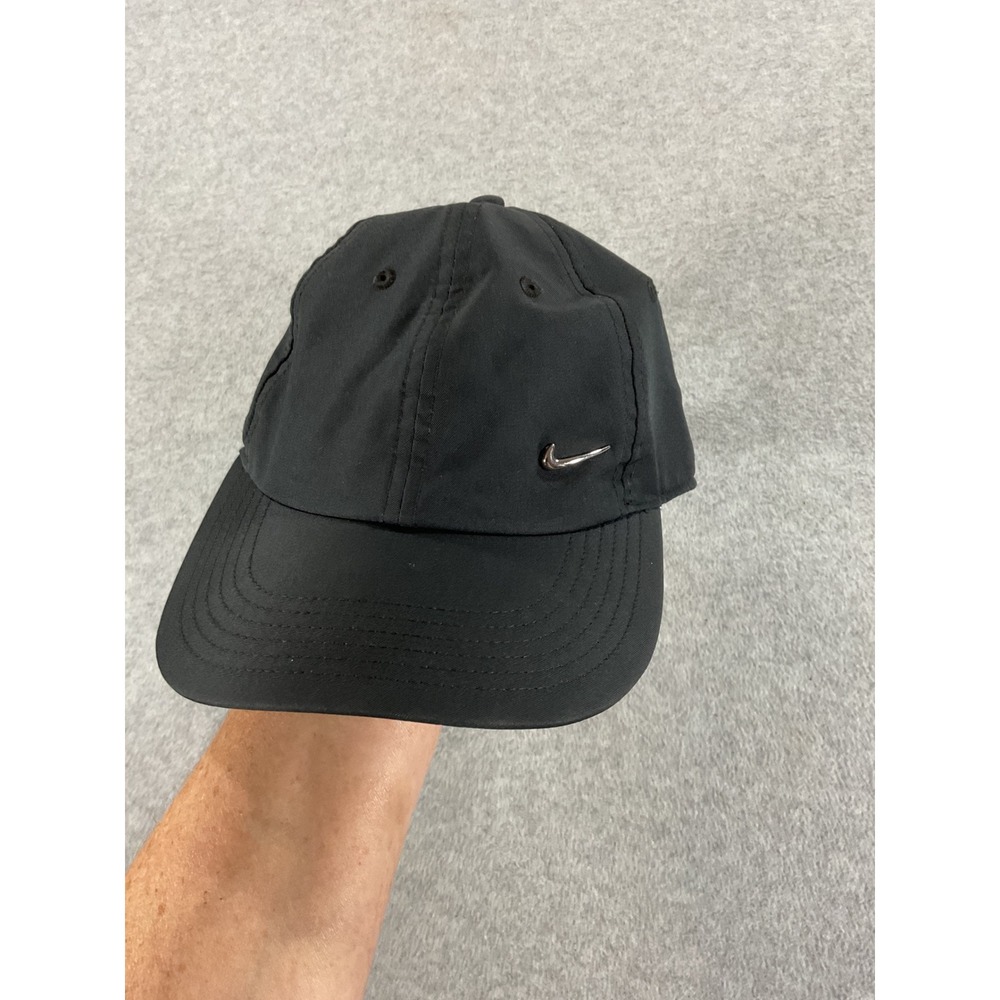 Nike Heritage 86 Adjustable Hat Black Metallic Swoosh Logo Cap One Size
